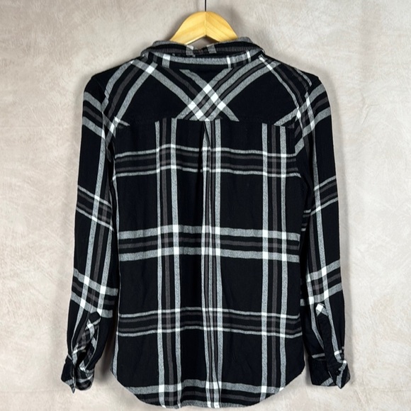 Rails Hunter Black White Plaid Button-Up Shirt Women XS Soft Easy Loose Comfy - Picture 6 of 12
